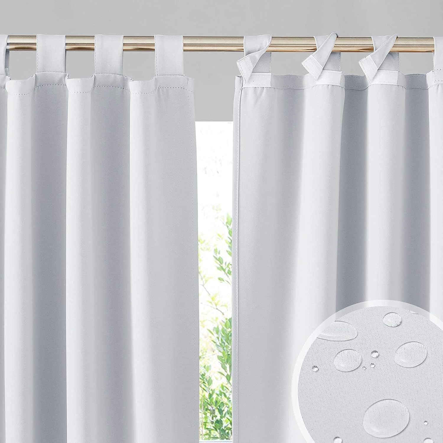 RYB HOME Outdoor Blackout Curtains for Patio and Pergola Use
