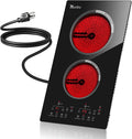 2 Burner Electric Cooktop 12 in 110V Plug-in Stove Top - Portable
