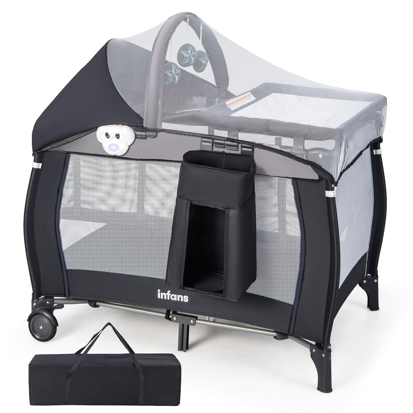 INFANS 4 in 1 Pack and Play: Portable Baby Playard with Bassinet
