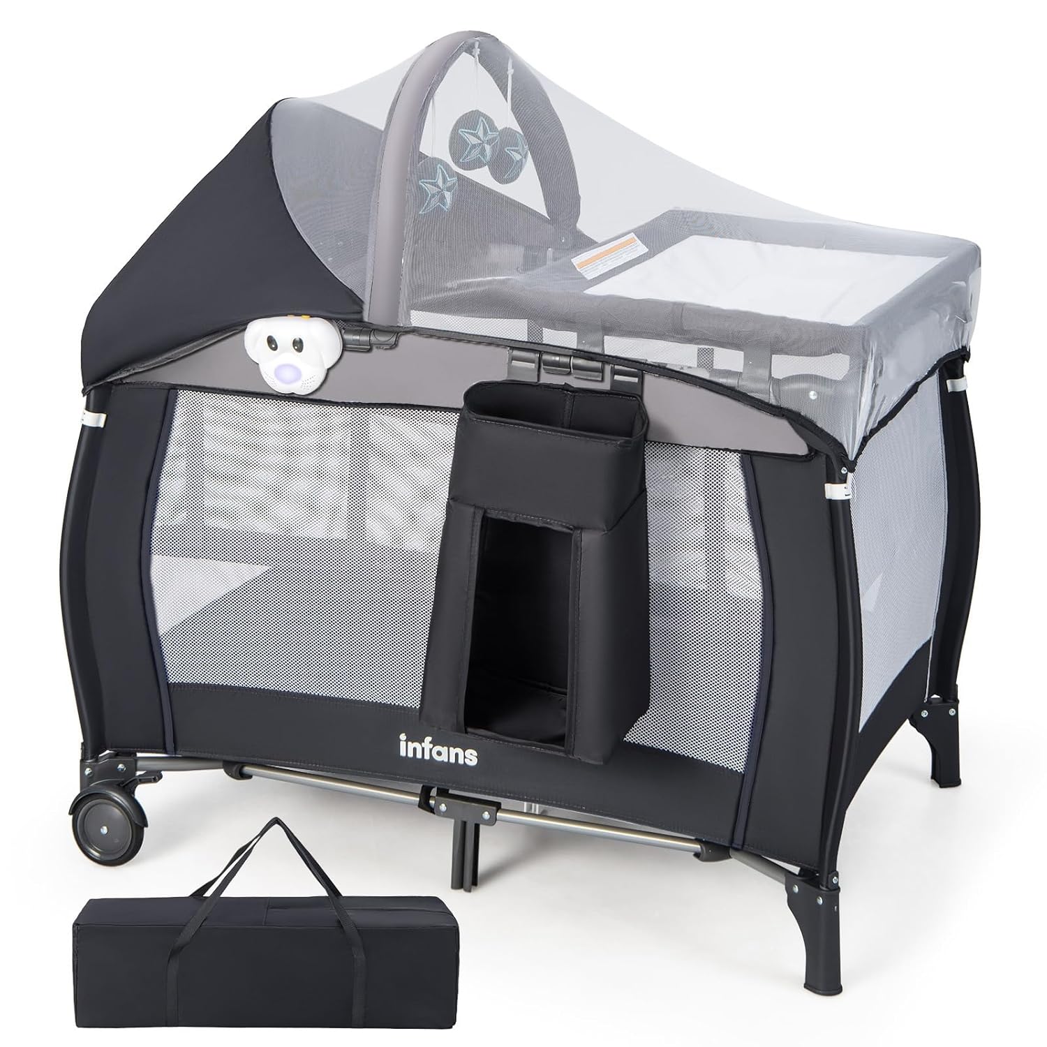 INFANS 4 in 1 Pack and Play: Portable Baby Playard with Bassinet
