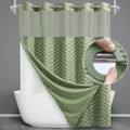 Extra Long No Hook Shower Curtain with Snap-in Liner - Quiet, Washable