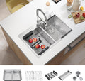 33 Inch Large Double Bowls Drop in Kitchen Sink for Modern Homes