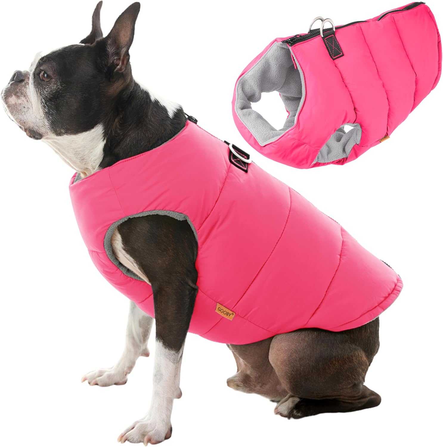 Gooby Padded Vest Dog Jacket - Warm Zip Up Fleece for Small Dogs