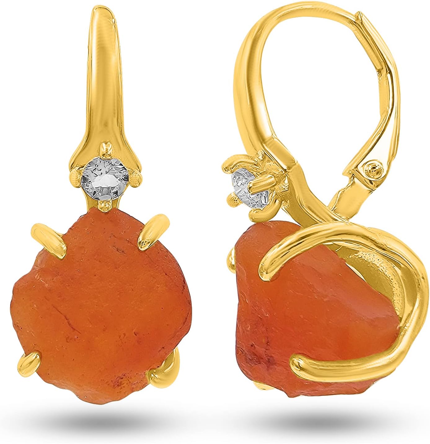 Real Raw Crystal Drop Earrings with Real Gold for Special Gifts