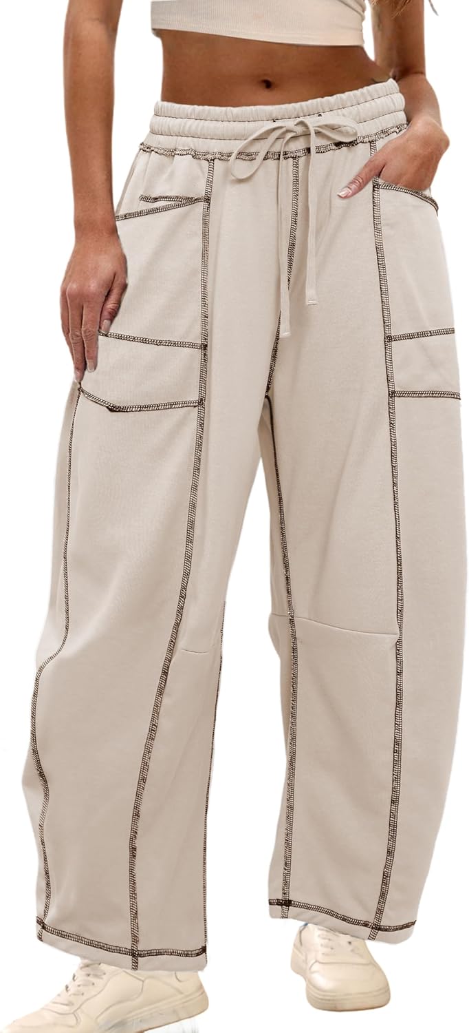 Athlisan Womens Baggy Barrel Pants for Comfort and Style