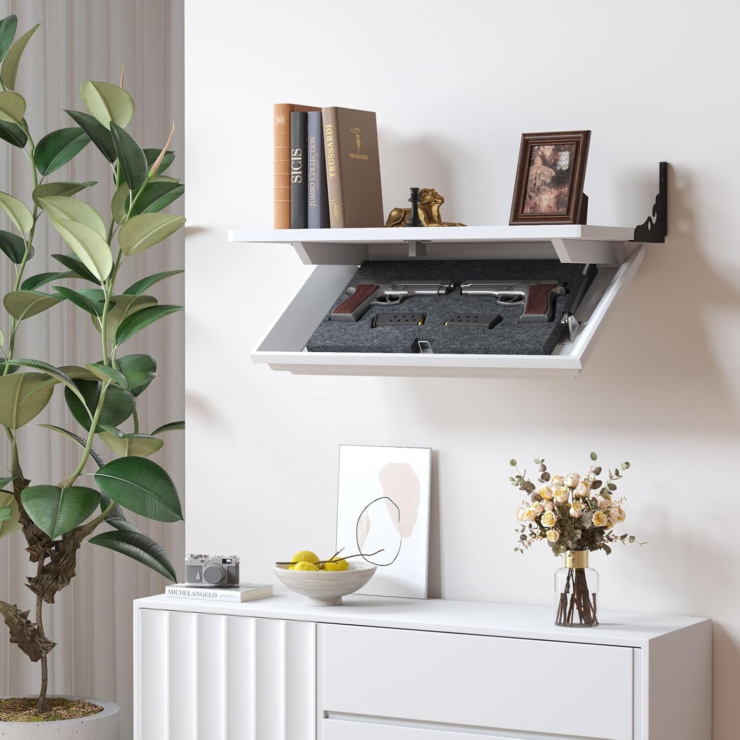 Lvifur 24 Inch Compact Gun Shelf with Hidden Compartment