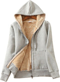 PUWEI Women's Thick Sherpa Lined Zip Up Hoodie - Warm Everyday Coat