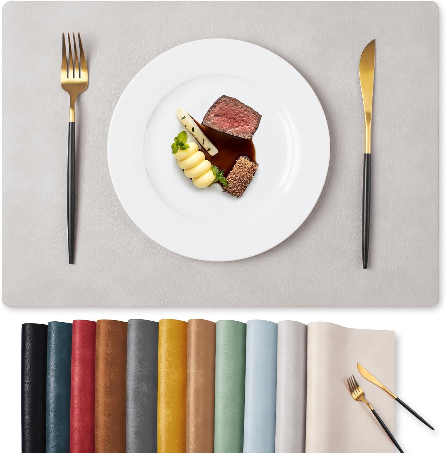 MOSAYT Vinyl Placemats Set of 8 - Durable Faux Leather Design