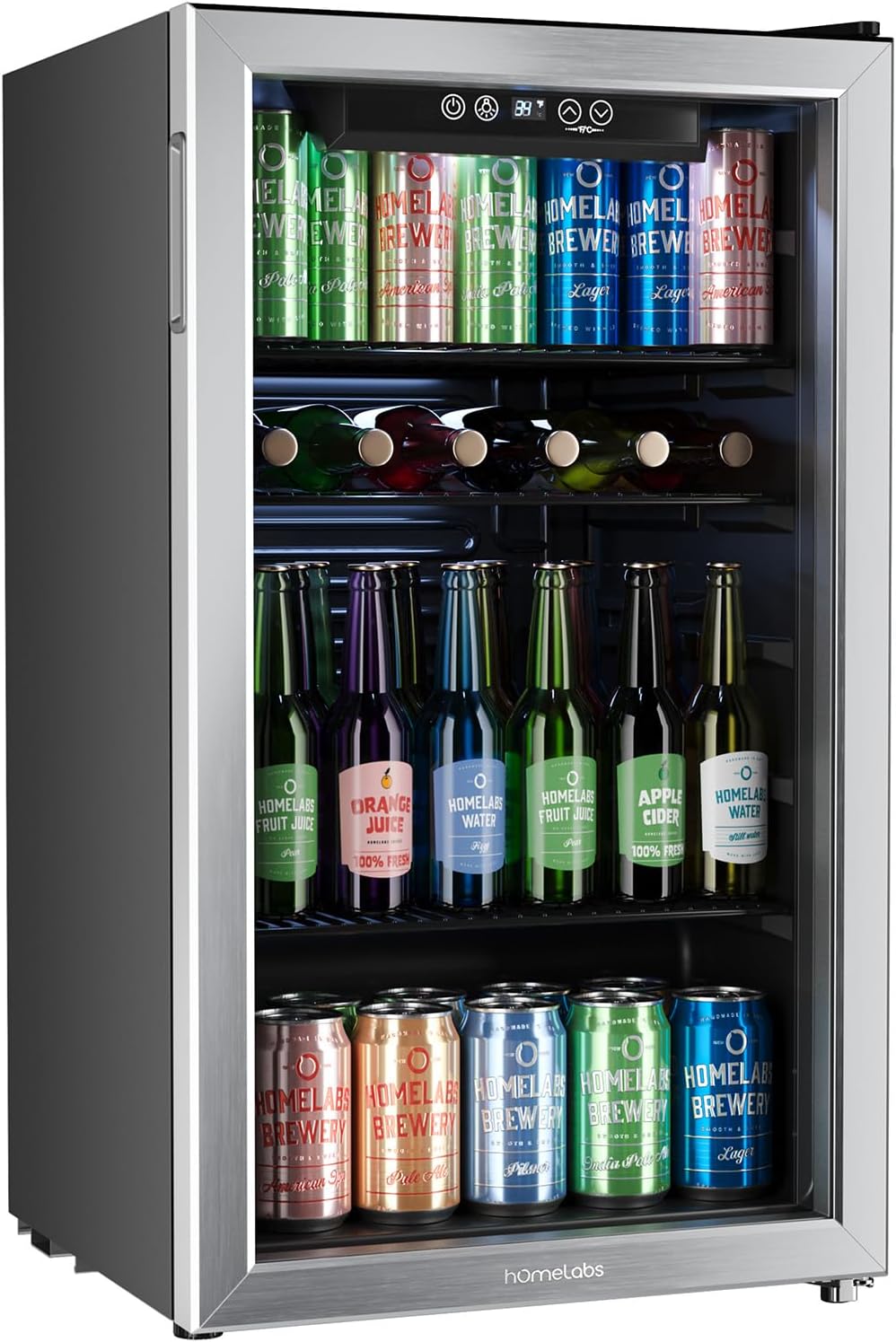 hOmeLabs Beverage Refrigerator - 120 Can Mini Fridge for Drinks