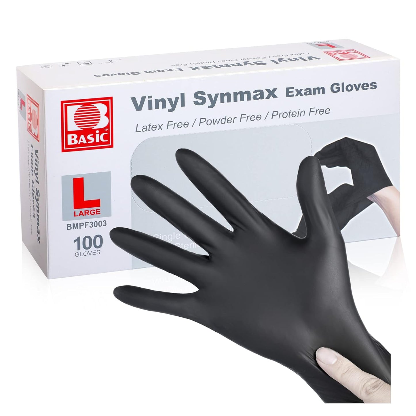 Latex-Free Black Vinyl Exam Gloves - 100PCS, Industrial Grade
