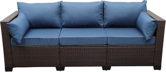 Rattaner 3-Seat Patio Wicker Sofa for Outdoor Comfort and Style