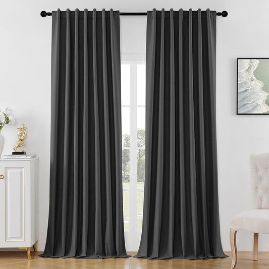 Joydeco Linen Blackout Curtains 100% Blackout for Bedroom