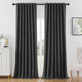 Joydeco Linen Blackout Curtain 120 in Long - 100% Blackout Grey Panels