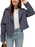 Tankaneo Womens Cropped Trench Coat Cropped Double Breasted Jacket