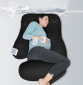 U Shaped Full Body Pregnancy Pillow 65 in Black - Cooling Cover