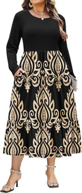 Plus Size Long Sleeve Tiered Maxi Dress - Flowy Comfortable Fit