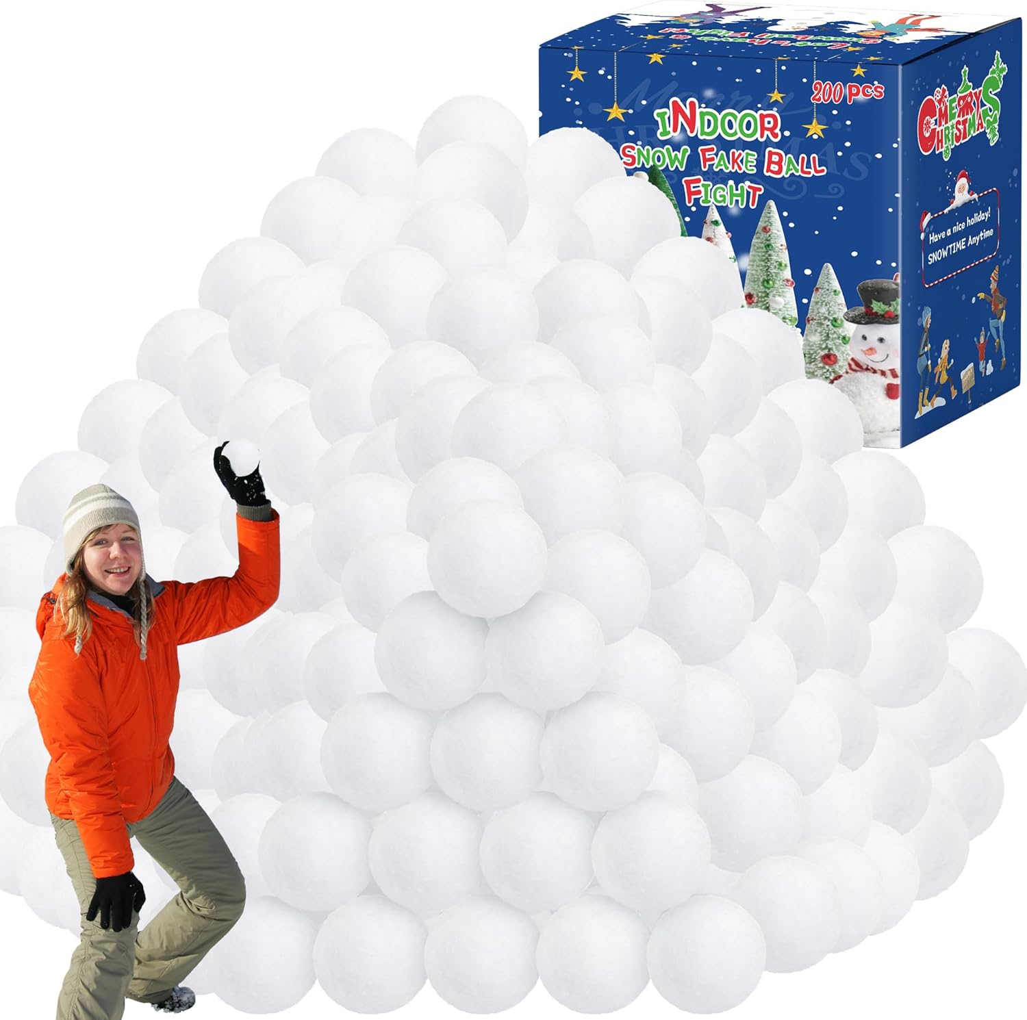 200 Pack Soft Plush Snow Balls for Kids Indoor Winter Fun