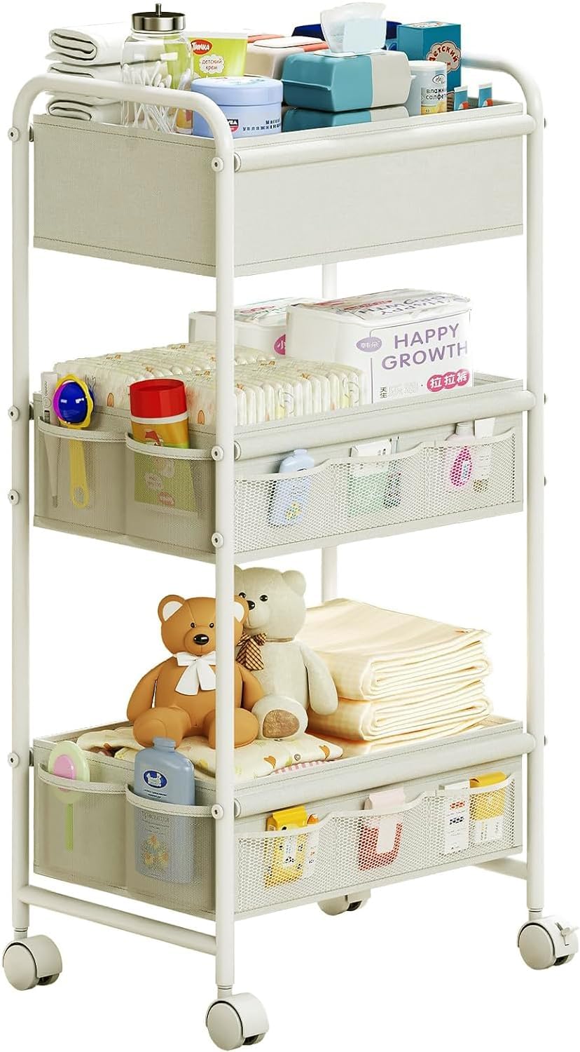 3-Tier Baby Diaper Caddy Cart Organizer for Easy Storage