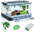 Foldable 16in Reptile Terrariums - Portable Clear Travel Enclosure