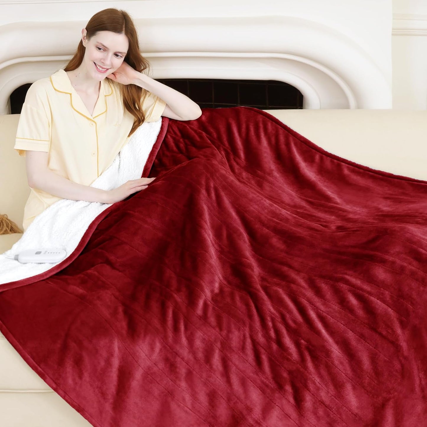 Electric Heated Throw Blanket - Cozy Soft Flannel Sherpa