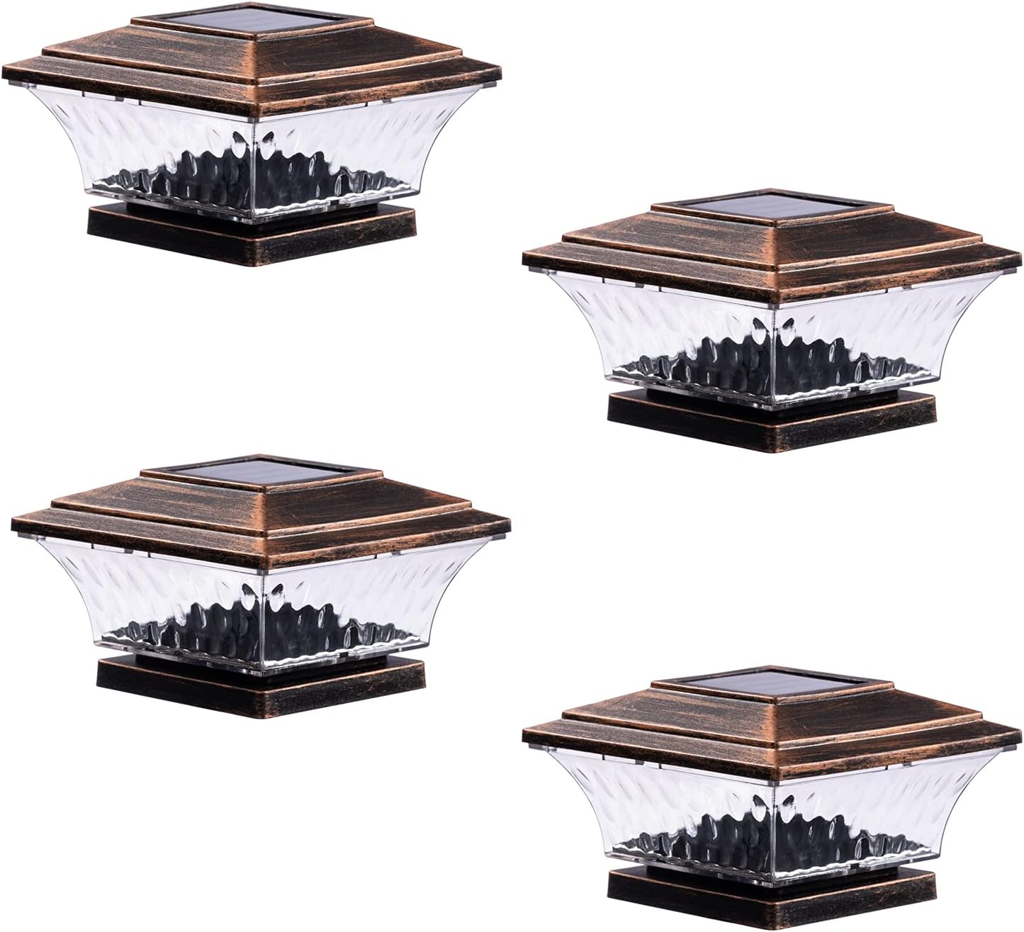 Solar Post Cap Lights Outdoor LED for 4x4 Wooden Posts 4PK