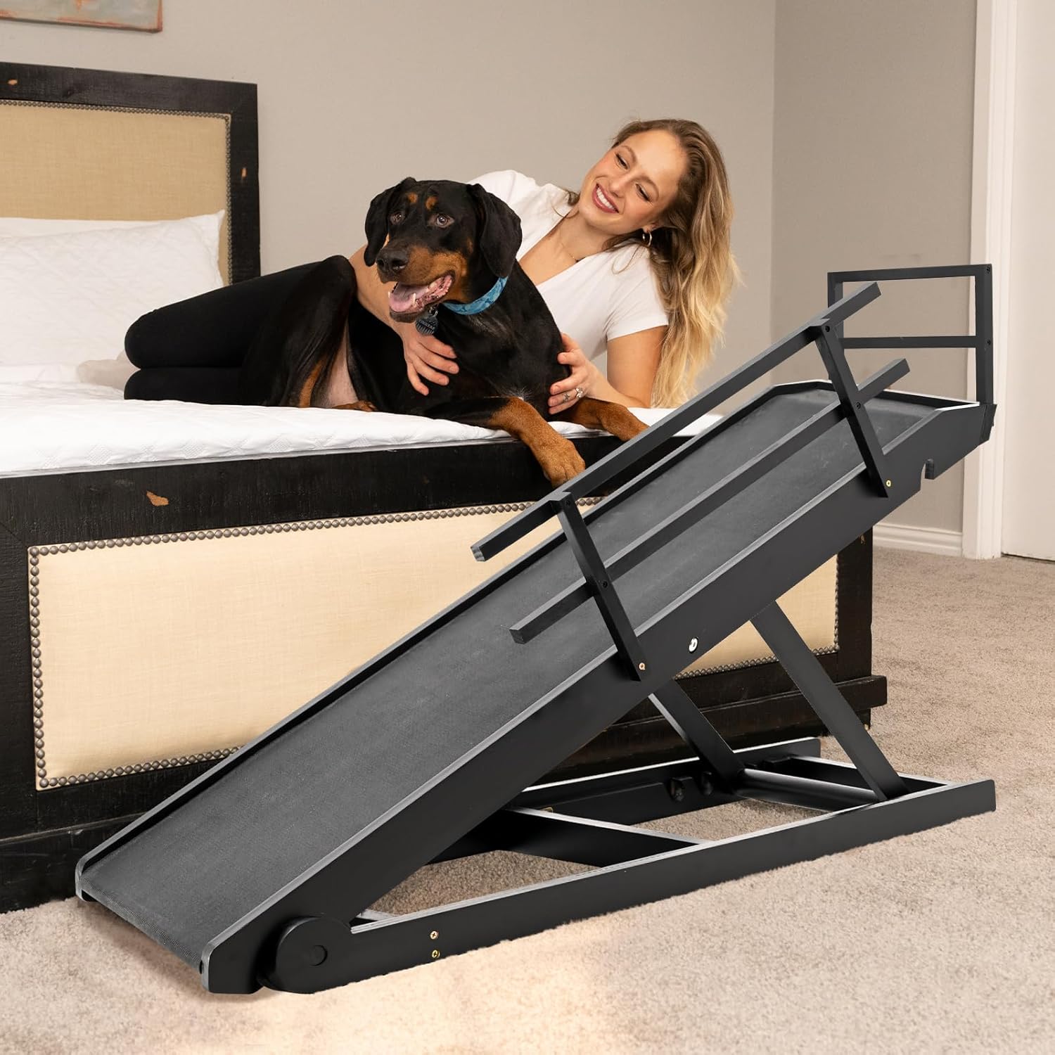 ABORON Folding Pet Ramp for Dogs and Cats - Adjustable Height