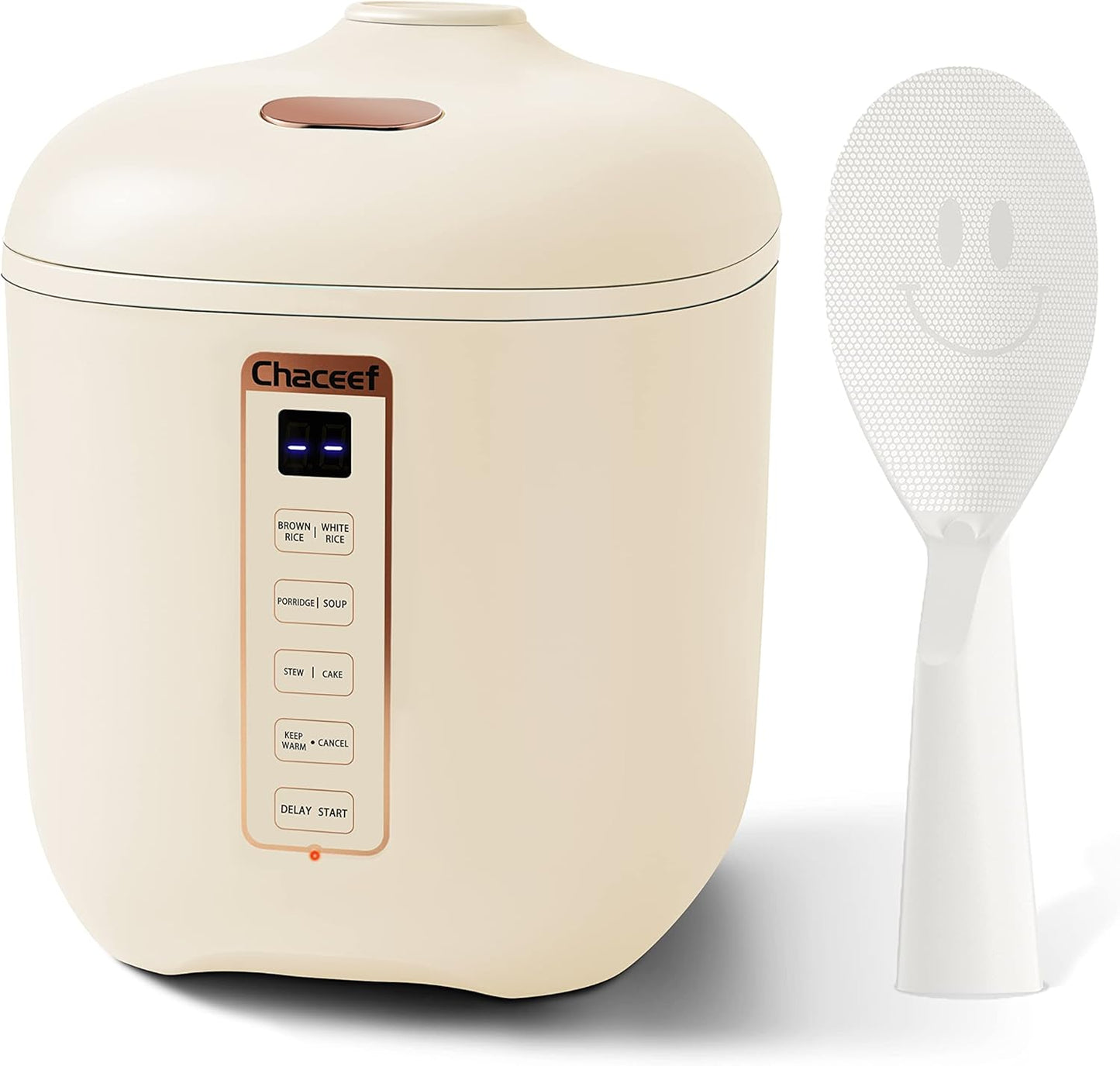 CHACEEF Mini Rice Cooker: Portable 2 Cups Uncooked Capacity