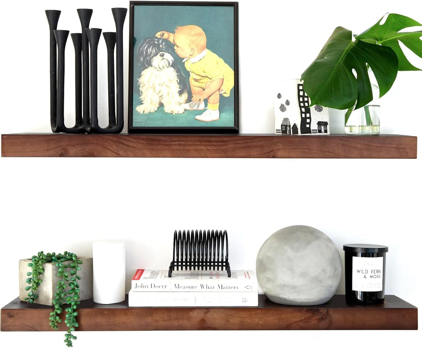 30in Walnut Floating Shelves for Wall Mounted Decor by Homeforia