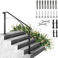 Outdoor Steps Handrail for 4 Steps - Adjustable Wrought Iron Railing