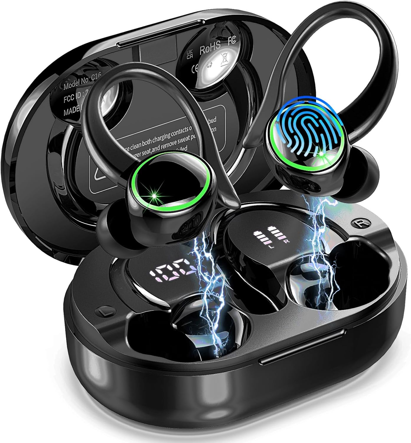 Wireless Earbuds with Deep Bass and 60H Playback for Sports