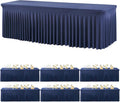 6 Pack Spandex Navy Blue Tablecloths for 8 Foot Rectangle Tables
