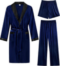 Men's 3 Pcs Silk Satin Kimono Robe Set - Lightweight Soft Sleepwear 5%