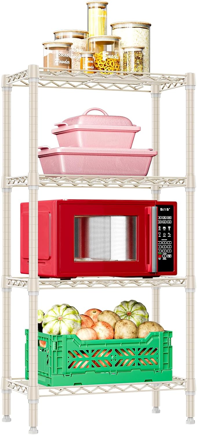 IZEUK 4 Tier Steel Storage Shelves for Kitchen and Pantry Use