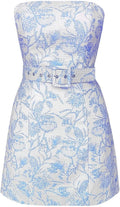 Floral Strapless Homecoming Dress 2025 - Short Satin Teens