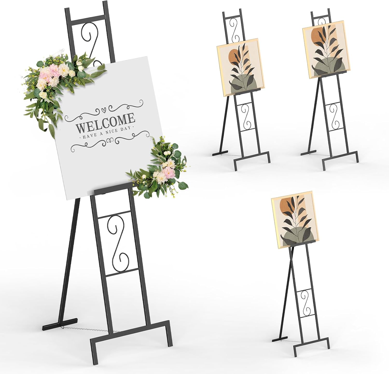 58IN Black Easel Stand for Sign - Adjustable Wedding Display