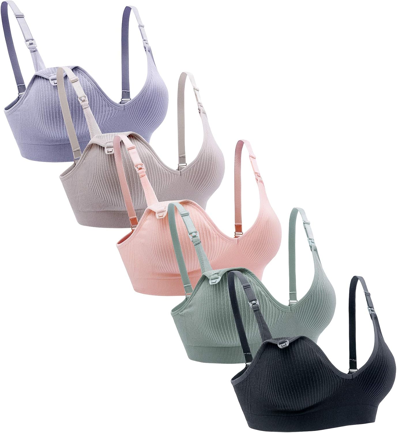 Suekaphin Nursing Bra 5pack Wireless V Neck Maternity Bralette