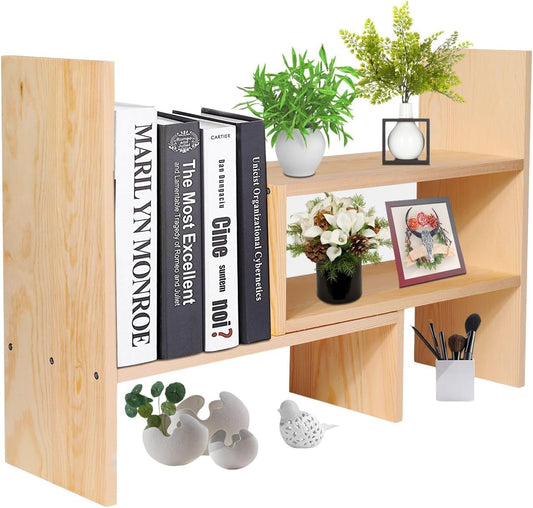 Flexzion Wood Desk Organizer - Adjustable & Expandable