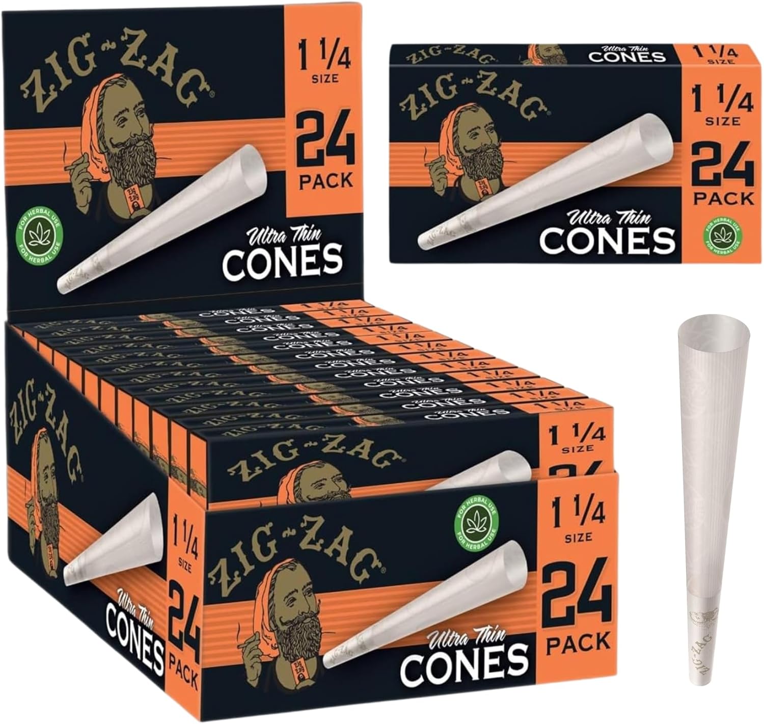 ZIG-ZAG Pre Rolled Cones 1 1/4 Size Ultra Thin for Easy Use