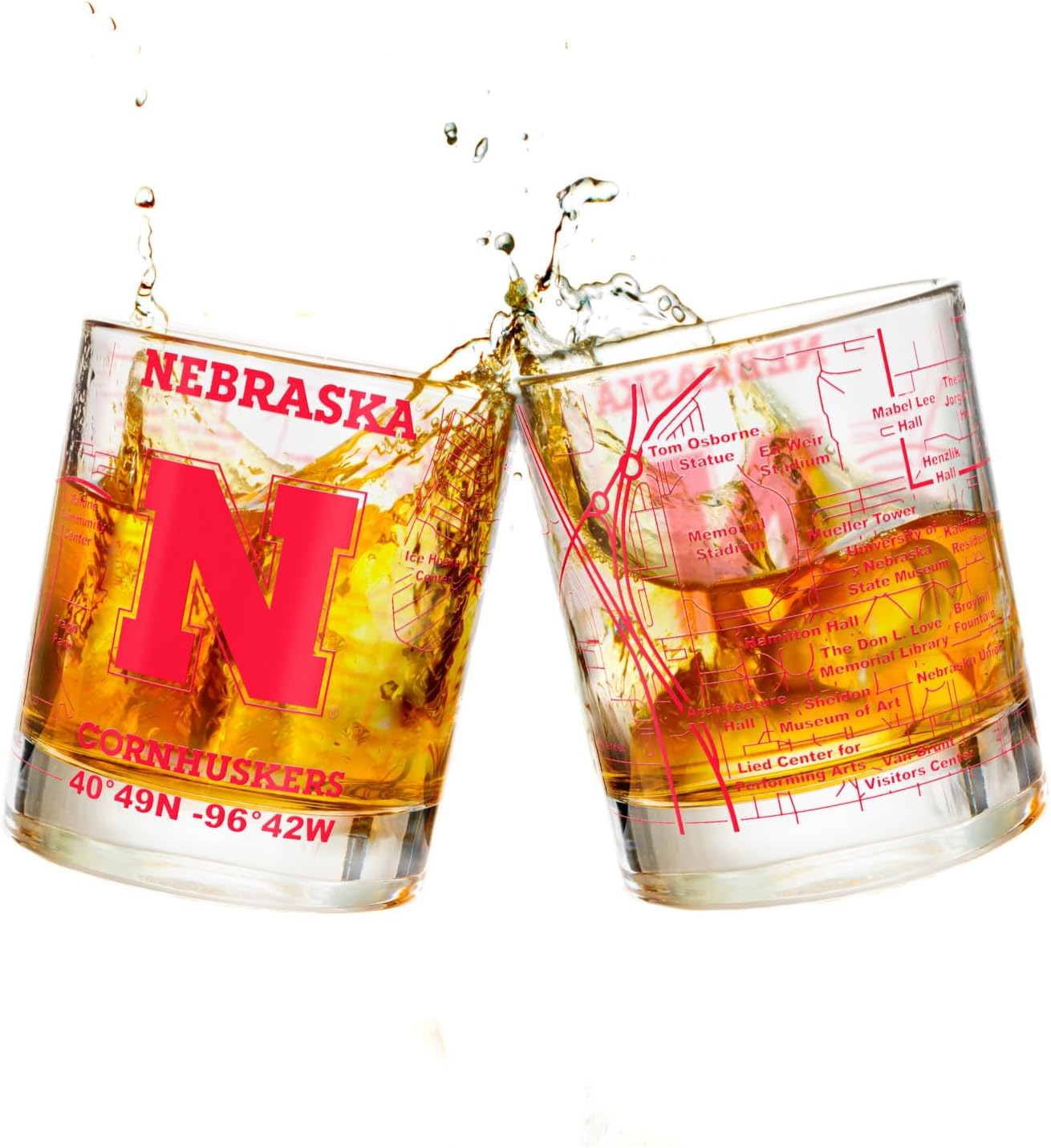 University of Nebraska Cornhuskers College Whiskey Glasses Set