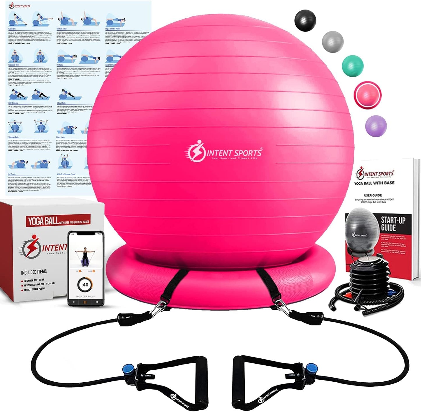 INTENT SPORTS Yoga Ball Chair - Improve Stability & Posture
