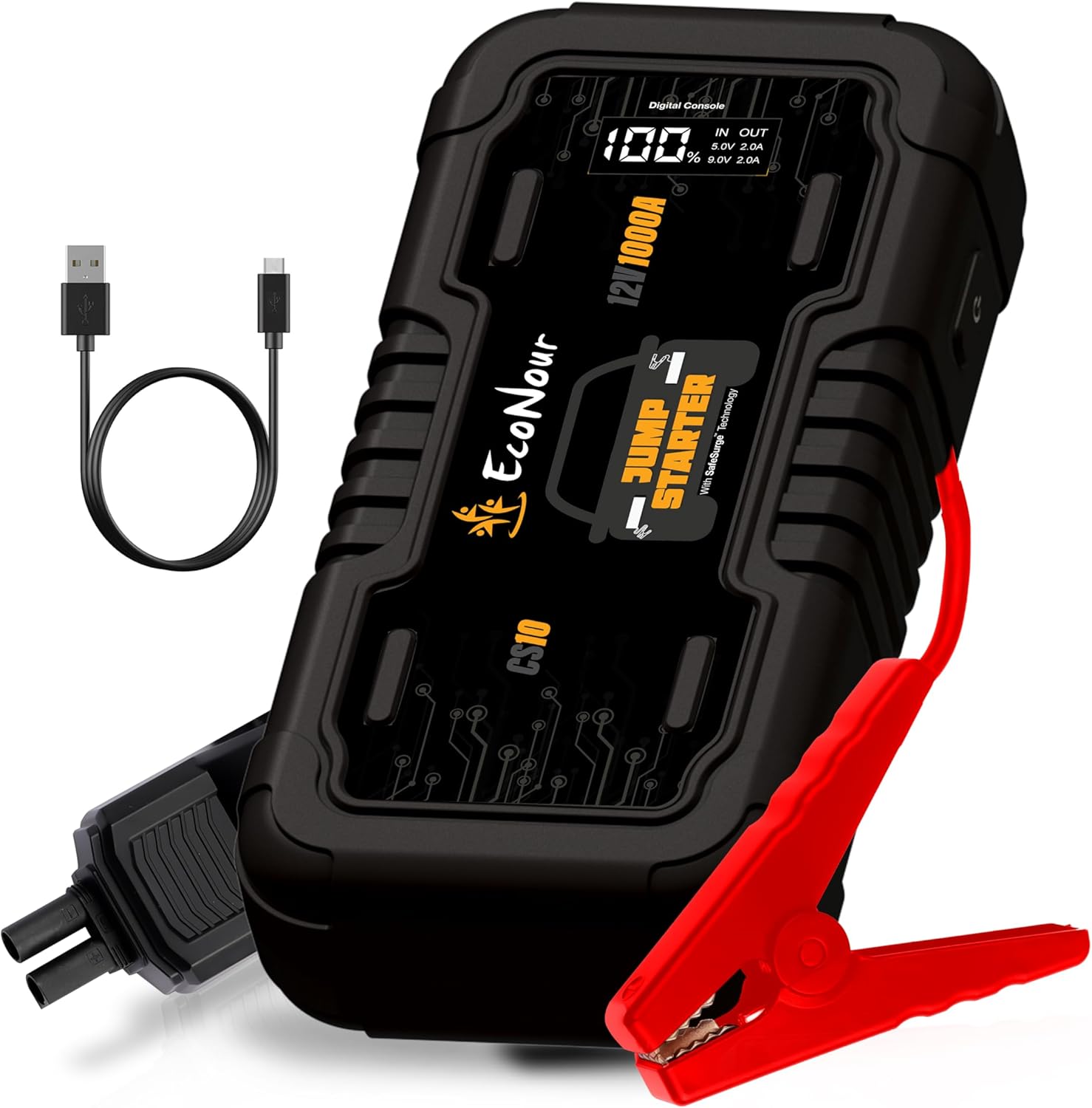 EcoNour Car Battery Jump Starter with 1600A Peak Power