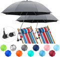 2 PACK Beach Umbrella with Clamp - UPF50+ Adjustable Chair Umbrellas