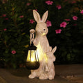Solar Garden Statues Bunny Decor with LED Lights for Outdoors