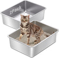 Stainless Steel Cat Litter Box 2Pack - Durable, Easy to Clean