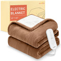 Heated Blanket Electric Throw 50x60 in - Soft Flannel Sherpa, 5 Heat