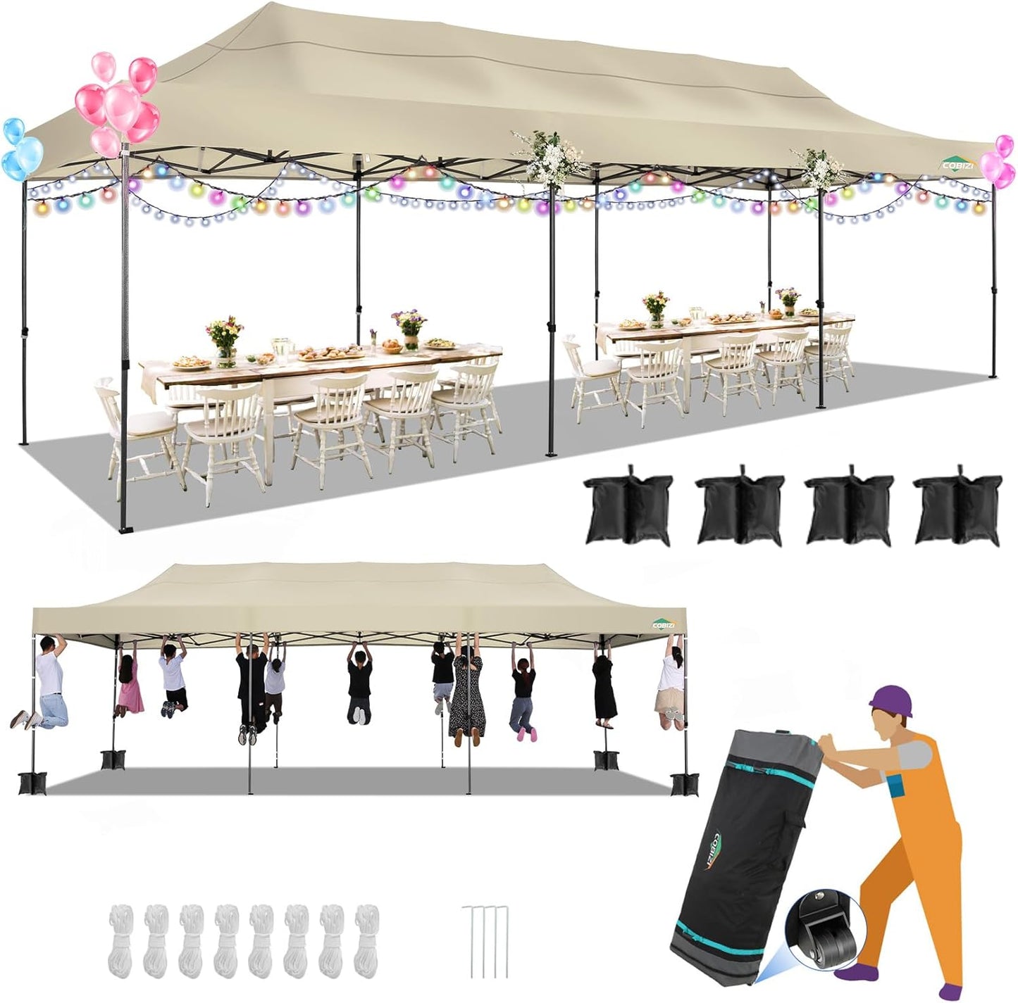 10x30 Heavy Duty Pop Up Canopy for Outdoor Events and Parties