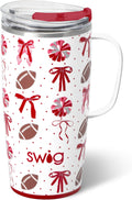 22oz Insulated Travel Mug in Crimson - Handle, Lid, Cup Holder