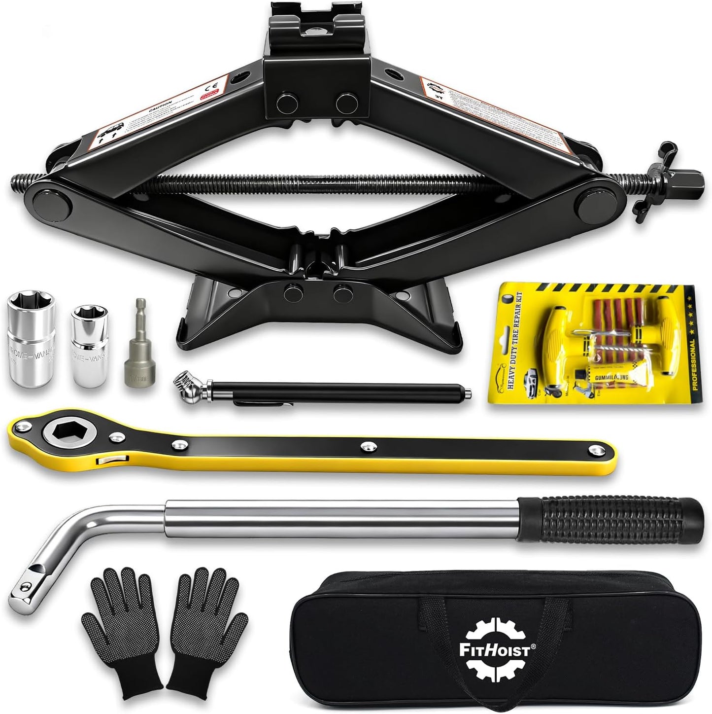 3 Ton Scissor Jack Kit for Emergency Tire Changes and Repairs