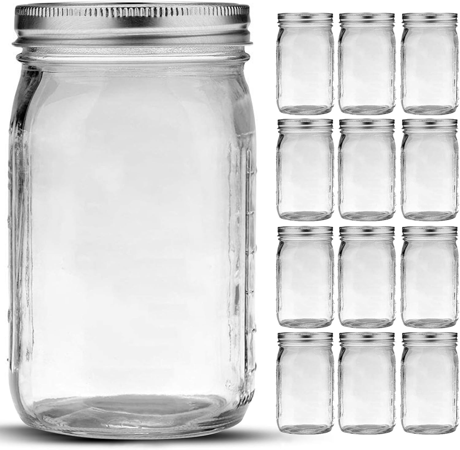 32 oz Quart Mason Jars Set of 12 for Canning and Storage