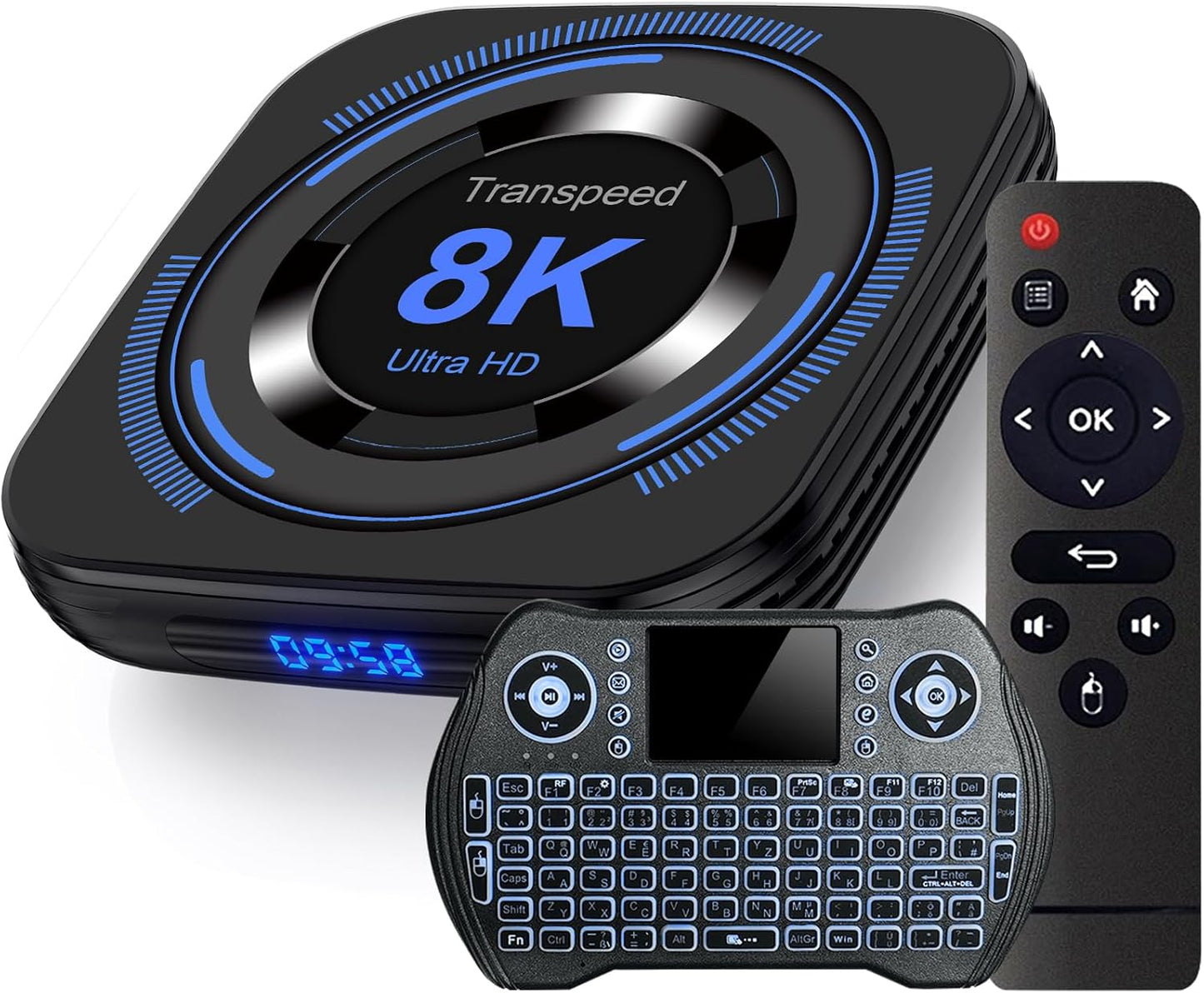 Transpeed 12.0 Android TV Box: 8K Support & Backlit Keyboard